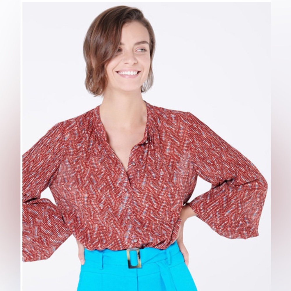 NWT Veronica Beard Nicola Silk Button Down Blouse Sz 4